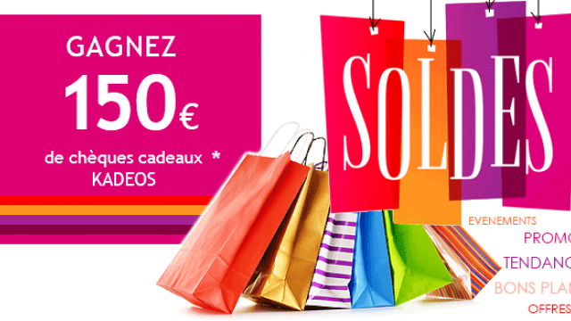 Profitez des soldes grâce à maville Shopping ! 150 euros de chèques cadeaux Kadeos à gagner en vous inscrivant à la newsletter shopping de maville.com